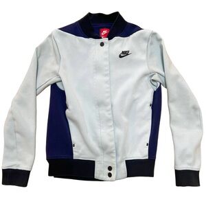 Nike Navy and Light Blue Zip Up Jacket - Size XS